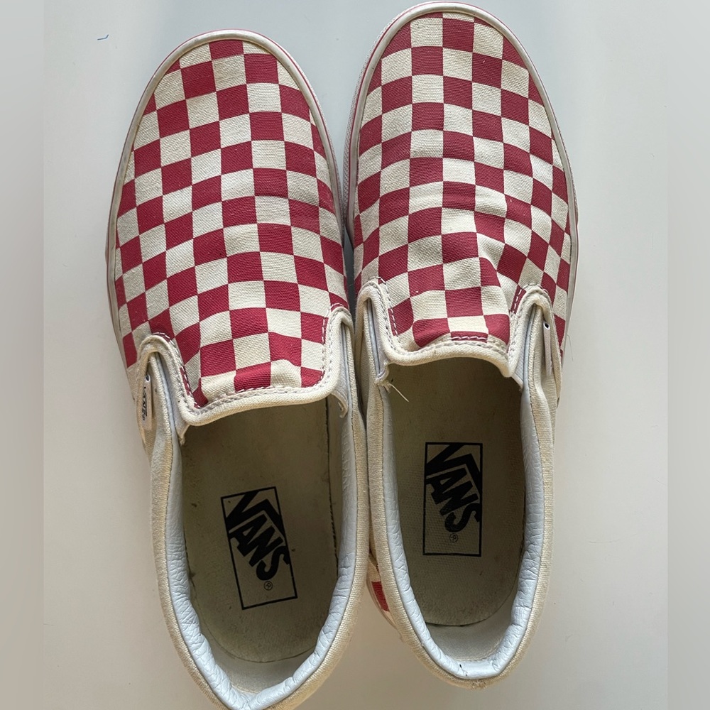 Classic Red Slip - On Wide Checkerboard Shoe